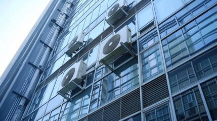 Obraz premium Efficient Industrial Air Conditioning System Cooling a Large Office Building on a Summer Day