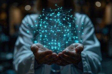 Doctor hold white cross of medical with healthcare icons on virtual interface network Virus pandemic develop people awareness healthcare, Science, Medical technology and health care service