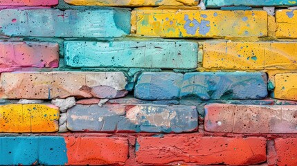 Fototapeta premium Close up of a colorful brick wall