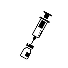 Syringes for administering vaccines and medicine bottles icons vector.