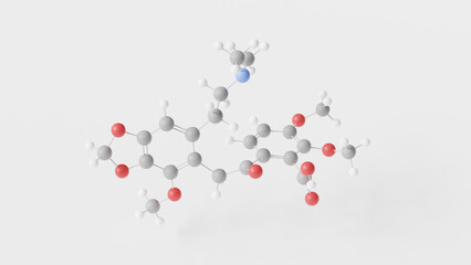 narceine molecule 3d, molecular structure, ball and stick model, structural chemical formula opium alkaloid