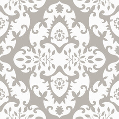 Elegant Beige Vertical Floral Damask