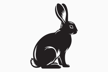Rabbit  silhouette vector isolated on white Background 