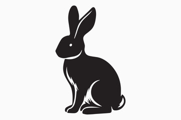 Rabbit  silhouette vector isolated on white Background 