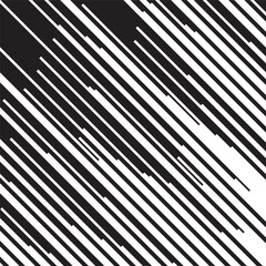 Black and white geometric pattern. Glitch diagonal lines. White and black distortion. Random stripes. Old grunge video. No signal effect. Retro video contrast. Vector illustration