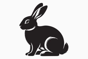 Rabbit  silhouette vector isolated on white Background 