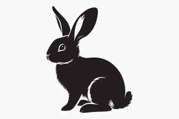 Rabbit  silhouette vector isolated on white Background 