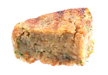 Piece of tasty vegetarian cutlet isolated on white