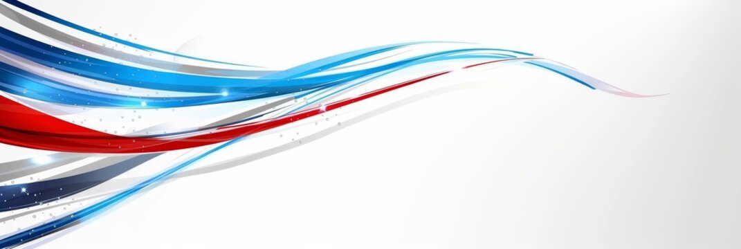 Minimalist olympic games concept abstract background in white, blue, and red, wide banner, copy space