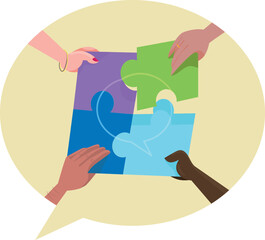 puzzle - Team Working together - the importance of  communication