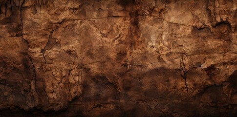 cave texture of a brown wall with a rock formation in the foreground