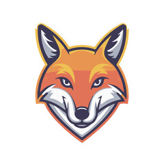 Red fox illustration, fox head logo vector illustration with white background