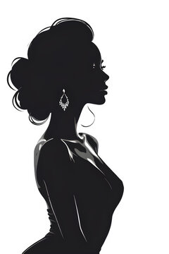 recommend clip art: a black and white silhouette of a woman's face with long hair
                    
