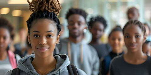 Black History Month A Diverse Group of Black Students at a Historically Black College. Concept Black History Month, Diverse Group, Black Students, Historically Black College