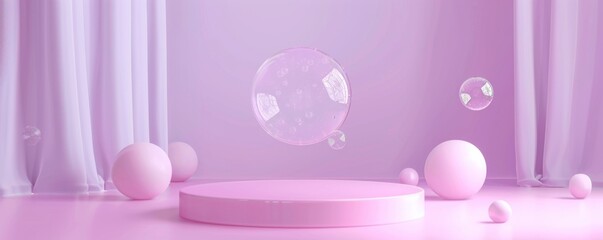 Serene Beauty of Soap Bubbles on Pink Display - Tranquil Simplicity