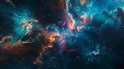 Obraz premium A colorful galaxy with a blue star in the middle