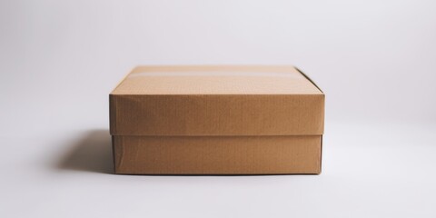 A brown paper box is isolated on a white background.