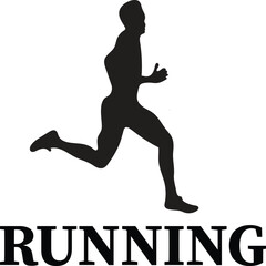 Running man black & white vector illustration