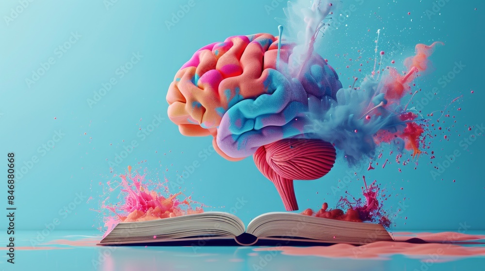Aufkleber the brain is surrounded by a colorful explosion of sparks, giving the impression of a burst of creat