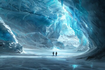 A glacial cave system with hidden treasures and ancient ice dragons