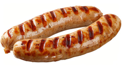 Close-up of two grilled sausages with visible char marks, showcasing a delicious and appetizing look for culinary use.