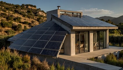 The house stands adorned with solar panels, a testament to the owner's commitment to renewable energy ai_generated