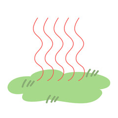 蒸気がむわむわする芝生