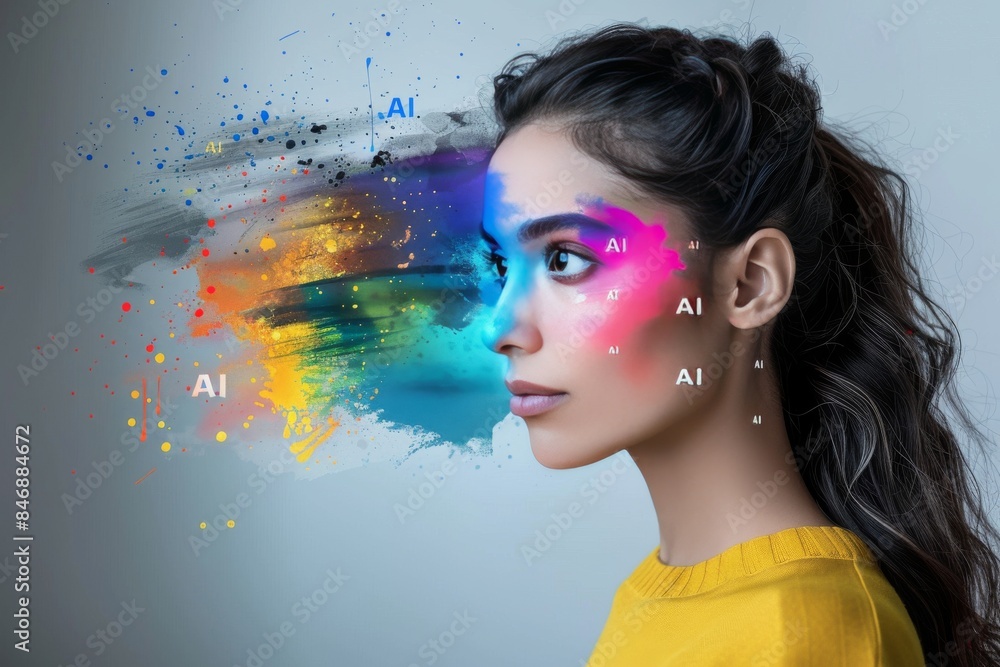 Aufkleber ai symbol with vibrant light effects and intricate details symbolizing advanced technology and innov