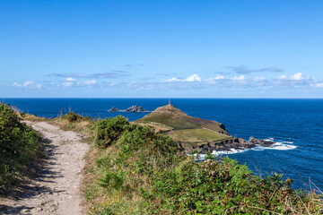 Looking along the coastal path near Cape Cornwall, on a sunny summer's day