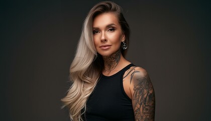 Fototapeta premium beautiful woman with tattoos 