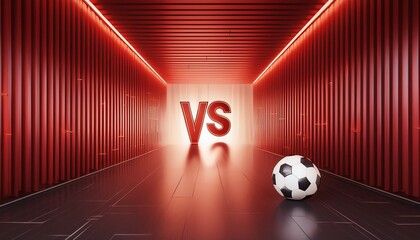 VS written on a red background. Used for football matches between home and away teams.AI generated