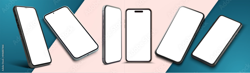 Poster Collection of Modern Smartphones with Blank Screens - Vector Illustration for Mockups and Design Projects