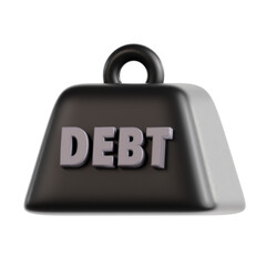 heavy weight with debt text for financial problem condition 3d icon illustration render design