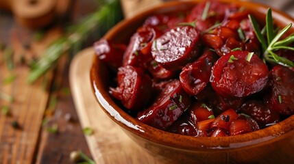 Bowl of chorizo sausage cooked in red wine : Generative AI