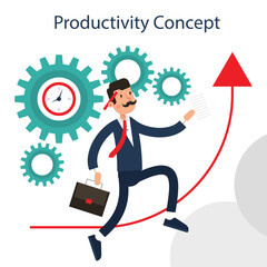 Timeline project planning, work progress milestone or step to success, plan or strategy diagram, business journey or process to reach goal concept, businessman running on project timeline milestones.