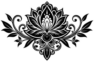 Floral vector oriental pattern with damask