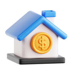 house with gold coin for property Investment and retired financial freedom 3d icon illustration render design