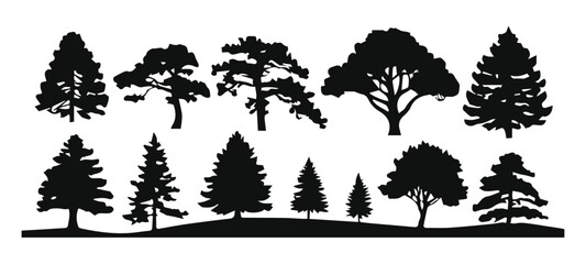 Silhouette trees collections. Vector illustration