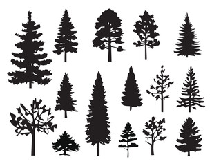 Obraz premium Silhouette trees collections. Vector illustration