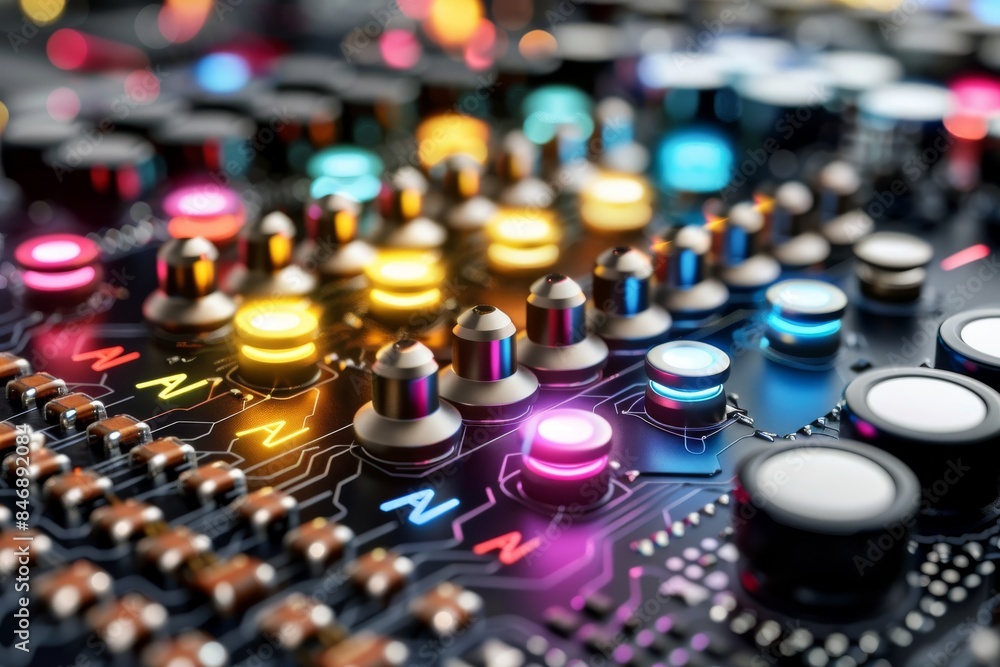 Aufkleber ai control panel with vibrant colors and intricate details symbolizing advanced technology and innov