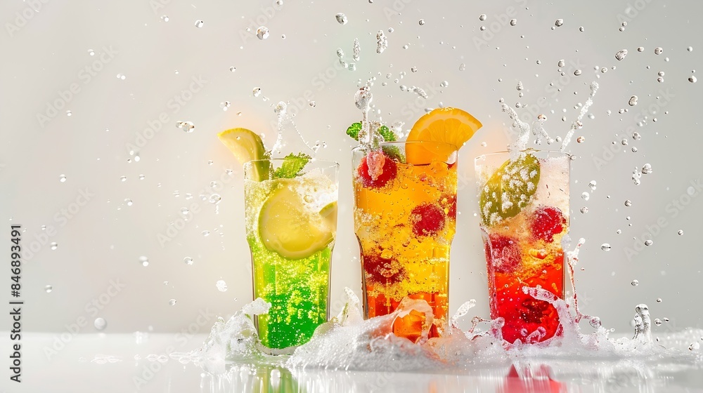 Aufkleber Soft drinks and fruit juice mixed with soda high in sugar have a negative effect on physical health : Generative AI