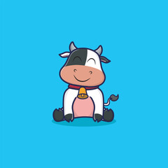 Obraz premium Cute Cow Sitting Cartoon Vector Icon Illustration. Animal Nature Icon Concept Isolated Premium Vector.