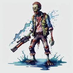 Naklejka premium Zombie Hunter Ilustration Design Very Cool
