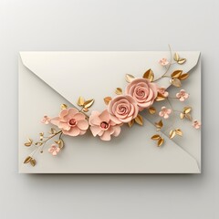 3d render wedding card design on white backgorund