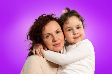 Happy fun lovely woman with cute child