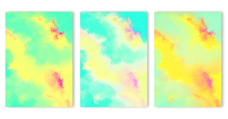 Modern abstract covers set with color gradient, minimal watercolor design . Abstract pattern