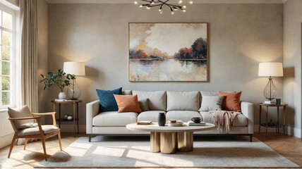 room with two table lamps in light colors