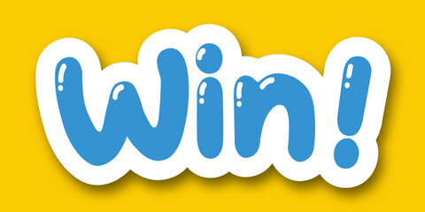 win label in yellow background
