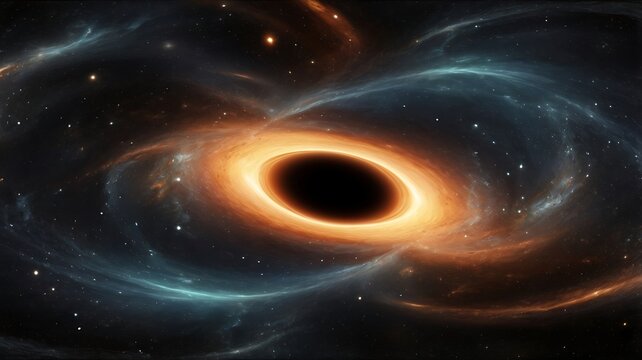 Space illustration of a giant blackhole full of wonders, background astronomical wallpaper