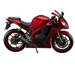 Red sport bike isolated on a transparent background